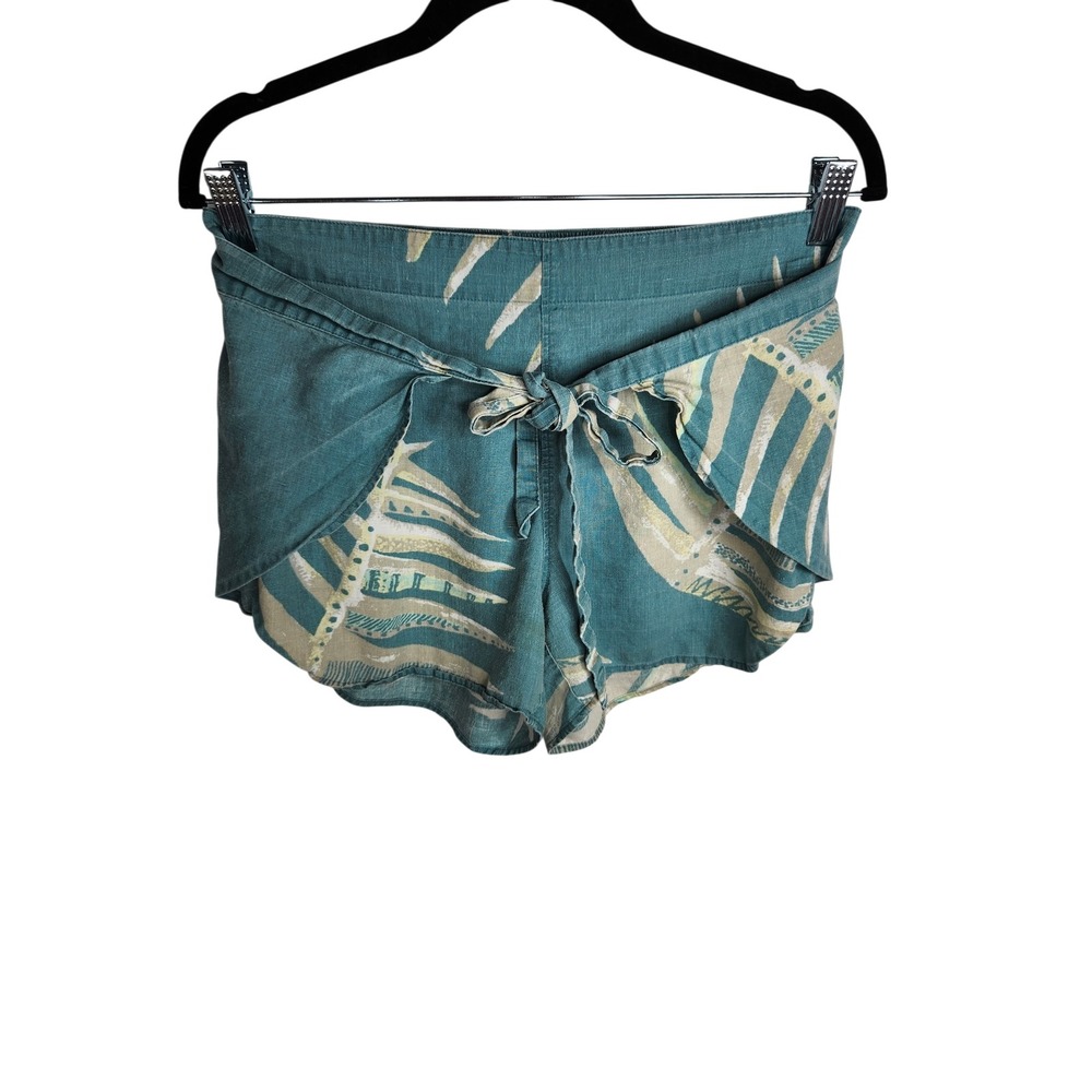 Patagonia Garden Island Hemp Wrap Shorts Womens Medium Teal Tropical 58175